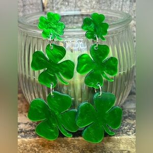 Green Clover Drop Earrings